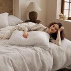 Bedsure Waffle Duvet Cover King - 100% Cotton Duvet Cover Linen Color, Space-Dyed for Enhanced Bedroom Aesthetics, GentleSoft™ and Stylish All-Season, 3-Piece Bedding Set with Button Closure, 104"x90"