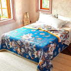 Boho Throw Blanket, 100% Organic Cotton Breathable Ultra Soft Bed Quilt Throw - All Season Floral Bird Butterfly Farmhouse Decor Blanket for Sofa Couch Chair and Gift. 50" x 60"