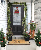 Interchangeable Welcome Sign for Front Door Red Farmhouse Truck Decor Hanging Sign with 11 Interchangeable Seasonal and Holiday Decor Signs 12x14 in. (Country Rustic)