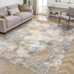 Area Rugs 8x10 for Living Room Bedroom, Modern Abstract Machine Washable Rug, Large Soft Low Pile Floor Cover with Non Slip Backing for Dining Room, Warm Beige Mist