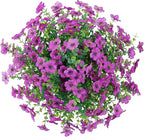 10 Bundles Artificial Faux Flowers for Outdoor,10Pcs Fake Flowers for Home Decor,Plastic Flowers Shrubs Lifelike Artificial Greenery Home Porch Stems Outside Decor(Fuchsia)