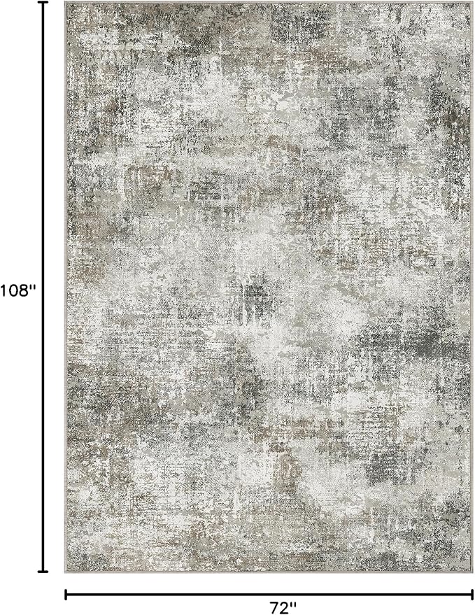 GENIMO Washable Area Rugs for Living Room, 6x9 Modern Non Slip Rugs, Low Pile Lightweight Soft Print Rug for Bedroom, Dining Room, Home Office, Grey