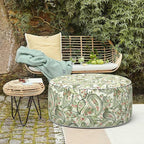 LVTXIII Outdoor Inflatable Ottoman, Fade-Resistant Round Footrest Stool D31”x H14”, Portable Patio Pouf for Garden Camping or Home Use, Faylinn Shadow Paisley