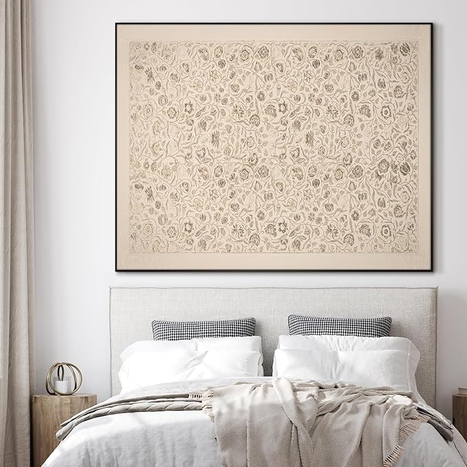 SIGNWIN 46"x60" Extra Large Framed Wall Art Vintage Botanical Sketch with Detailed Floral Pattern, Classic Nature Illustration for Home Living Room Bedroom Decor (Frame Assembly Required)