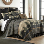 Donna Sharp Full/Queen Quilt - Bear Walk Plaid Lodge Quilt with Bear Pattern - Fits Queen Size and Full Size Beds - Machine Washable
