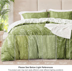 Love's cabin Olive Green Queen Comforter Set - Queen Size Comforter Set, 3 Pieces Cute Floral Bedding Sets for All Seasons,1 Soft Reversible Botanical Flowers Comforter and 2 Pillow Shams