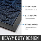 Yimobra Door Mat Indoor Outdoor Entrance, Non Slip Welcome Front Doormats, Heavy Duty Rubber Backing, Stain and Fade Resistant, Low Profile, Easy Clean Patio Garage Floor Mats, 47 x 32, Blue