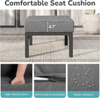 Solaste Outdoor Footstools Patio Ottoman Set of 2, Aluminum All-Weather Outdoor Footrest Seat with Removable Cushions, Patio Furniture Ottomans for Garden, Backyard, Poolside-Gray