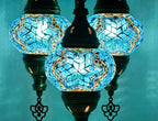 Mozaist Turkish Mosaic Lamp – Moroccan Handmade 3 Globe Table Light with Bulb (Sea Blue)
