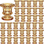 Foaincore 36 Pcs Candlestick Holders Bulk 2.36 Inch Taper Candle Holders Small Glass Candle Holder for Wedding Table Centerpiece Party Decoration (Amber)