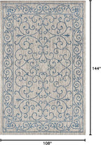JONATHAN Y Vintage Filigree Indoor Outdoor Area Rug 9X12 Gray/Navy, Charleston Textured Weave for Backyard, Patio, Porch, Easy-Cleaning, High Traffic, Pet-Friendly, Non-Shedding (SMB106C-9)