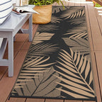 GENIMO Outdoor Rug 2.5' x 8' Waterproof for Patios Clearance, Reversible Outdoor Plastic Straw Camping Rug Carpet, Large Area Rugs Mats for RV, Camper, Deck, Balcony, Porch, Beach, Picnic, Black&Brown
