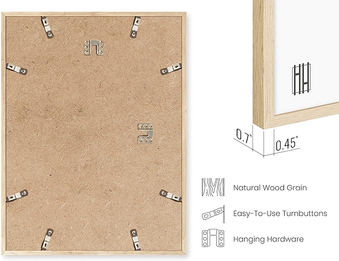 HAUS AND HUES Collage Frames For Wall - Set of 5 Photo Gallery Frames, Picture Frames Collage Wall Decor, Assorted Photo Frame Set, Stair Picture Frame Set Wood, (Two 8x10, Three 12x16 Beige)