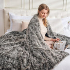 GONAAP Fuzzy Faux Fur Throw Blanket Twin Size Frosty Black Super Soft Cozy Plush Fuzzy Shaggy Blanket for Couch Sofa Bed (Frosty Black, Twin(60"x80"))