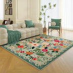 Living Room Rug 5x7 Rug Machine Washable Boho Area Rug Non Slip Floral Vintage Low Pile Large Rugs for Living Room, Bedroom, Farmhouse, Dining Room, Kids Playroom(Green)