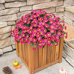 Daisy Artificial Flowers for Outdoors Fall Autumn Decoration, 6 Bundles Fake Mums Dark Red Silk Flowers for Outside Look Real UV Resistant Faux Flowers Plants for Planter Front Door Home Indoor Porch