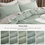 Bedsure Cotton Duvet Cover King - 100% Cotton Waffle Weave Sage Green Duvet Cover King Size, GentleSoft™ and Breathable Bedding Set for All Season, 3 Pieces, 104"x90"
