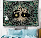 FORATER Tree of Life Tapestry Wall Hanging Aesthetic Sun and Moon Tapestry with Vintage Paisley Flowers Colorful Tree Wall Tapestries for Bedroom, Living Room, Dorm(61 x 82 inches, Multicolor)