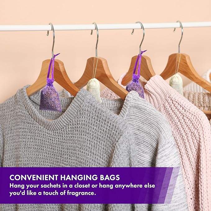 Pack of 36 Cedar Chips and Lavender Sachets (18 Lavender, 18 Cedar) - Home Fragrance Sachet for Drawers and Closets, LV-F-LC-2