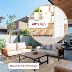 nuLOOM 6'7" Round Outdoor Area Rug, Casual Design With Striped Border, Stain Resistant, Highly Durable, For Patio, Balcony, Bedroom, Living Room, Dining Room, Bathroom, Light Brown