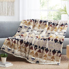 CASAAGUSTO Boho Sherpa Throw Blanket, Aztec Throw Blanket, Ultra Soft, Warm, Cozy, Plush, Thick Fleece Bohemian Blanket for Couch, Bed, Sofa (Khaki 50 * 60 Inch)
