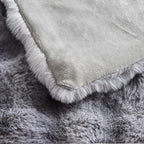 Lotus Karen Faux Fur Throw Blanket - Tie-Dye Gray, Big Bubble Rabbit Fluff, 50x60 Inches
