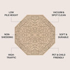 JONATHAN Y Vintage Filigree Indoor Outdoor Octagon Area Rug 5 Ft Beige/Brown, Charleston Textured Weave for Backyard, Patio, Porch, Easy-Cleaning, High Traffic, Pet-Friendly Non-Shedding SMB106A-5TGN