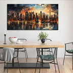 New York Skyline Wall Art for Office,Modern Living Room Wall Paintings City Wall Decor for Bedroom 29 x 59 Inch