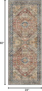 GENIMO Runner Rug 2x5 Non Slip Machine Washable Vintage Hallway Runner Rug, Low Pile Lightweight Rugs for Entryway, Hallway, Kitchen and Corridor, Antique Red