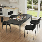 Dining Chairs Set of 4 pcs, Boucle Upholstered Comfortable Seat with Curved Backrest, Mid-Century Modern & Scandinavian Designer Style, Ideal for Dining Room & Kitchen, Black