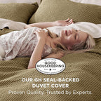 Bedsure Cotton Duvet Cover Queen Size - 100% Cotton Waffle Weave Fennel Seed Duvet Cover Queen Size, GentleSoft™ and Breathable Bedding Set for All Season, 3 Pieces, 90"x90"