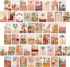NGETC 50PCS Wall Collage Kit Double-Sided Printed Botanical Illustration Tarot Aesthetic Pictures Retro Wall Art Hippie Room Wall Decor Boho Postcards Pack Nature Posters for Adults Teen Girls Room