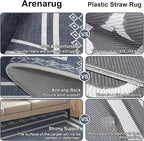 Outdoor Patio Rug, Outside Rectangular Carpet, Moroccan Geometric Rugs, Washable Large Indoor Outdoor Rug Mats for RV, Picnic, Backyard, Deck, Balcony, Porch, Beach 5'x8'