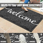 Front Door Mat - Non Slip, Durable Welcome Mat for High Traffic Areas (36"x24" Black)