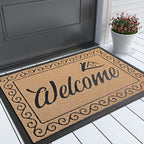 Yimobra Welcome Front Door Mat, Heavy Duty Easy Clean Doormat Indoor Outdoor, Waterproof Quick Dry Floor Mat for Home, Garage, Hign Traffic Areas, Non Slip, Low Profile, 29.5X17 Inches, Yellow