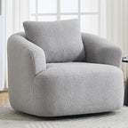 Swivel Accent Chair,360° Rotating Barrel Chair,Teddy Fleece High-Resilience Sponge Single Sofa, Easy Assembly for Living Room, Bedroom, Apartment Light Grey