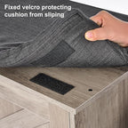 2-Tier Storage Bench, Shoe Bench with Padded Seat Cushion, Entryway Bench with 2 Barn Doors, Adjustable Shelf, 13.8" D x 39.4" W x 17.7" H, for Entryway, Living Room, Bedroom, Greige