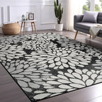 Beverly Rug Outdoor Rug 10x14 Modern Exotic Tropical Leaf Area Rugs for Indoor and Outdoor Patio Deck Porch Garden Water Resistant Washable Outside Carpet (10 x 14 Dark Gray)