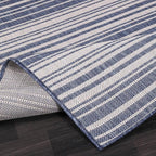 Stripe Outdoor Rug 10x14 Washable Outside Carpet for Indoor Patio Porch Waterproof Easy Cleaning Non Shedding Area Rugs Blue 10 x 14