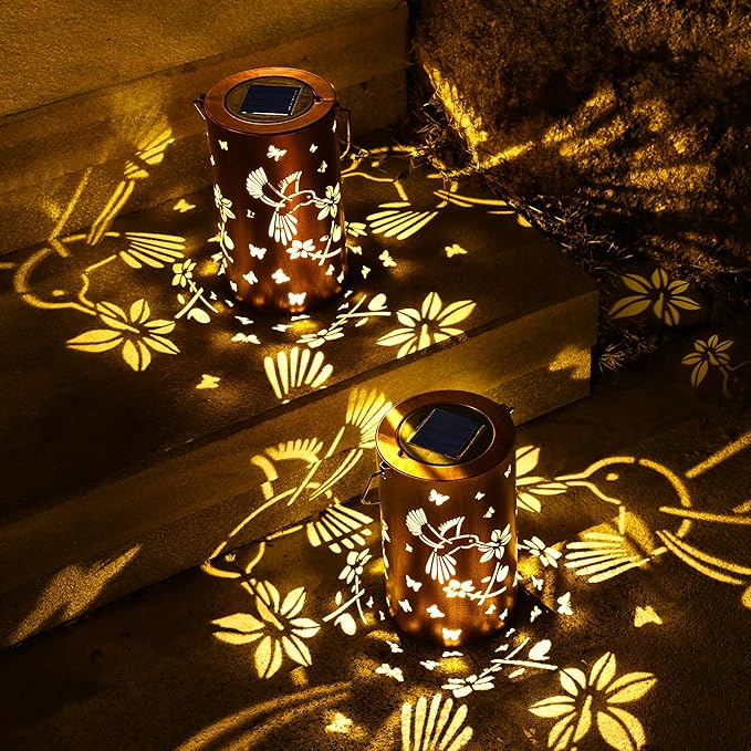 Solar Lanterns Outdoor Waterproof, Hummingbird Birthday Gifts for Women Men, Hanging Solar Lantern for Yard, Patio, Porch, Backyard, Landscape, Garden Decor