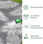 GENIMO Outdoor Rug 9' x 18' Waterproof for Patios Clearance, Reversible, Plastic Straw Camping Rug Carpet, Large Area Rugs Mats for RV, Picnic, Backyard, Deck, Balcony, Porch, Beach, Grey&White