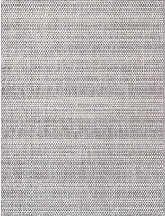 Stripe Outdoor Rug 5x7 Washable Outside Carpet for Indoor Patio Porch Waterproof Easy Cleaning Non Shedding Area Rugs Gray 5 x 7