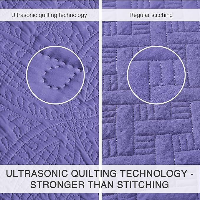 Love's cabin California King Size Quilt Bedding Set Deep Purple Bedspreads - Cal King Summer Lightweight Bedspread Comforter - Coin Pattern Coverlet for All Season - 3 Pieces (1 Quilt, 2 Pillow Shams)