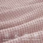 Bedsure Cotton Duvet Cover King - 100% Cotton Waffle Weave Pink Duvet Cover King Size, GentleSoft™ and Breathable Bedding Set for All Season, 3 Pieces, 104"x90"