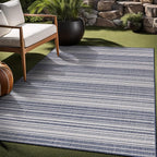Stripe Outdoor Rug 6x9 Washable Outside Carpet for Indoor Patio Porch Waterproof Easy Cleaning Non Shedding Area Rugs Blue 6 x 9