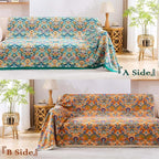 Boho Blanket Throw Quilt, 100% Cotton Soft Light Weight Throw Blankets for Summer, 80"x90" Farmhouse Flower Decorative Blankets, All Season Rustic Reversible Bohemian Throw Quilt