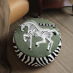 Pouf Ottoman Unstuffed Poufs Soft Touch Zebra Boho Footrest Floor Chair Storage for Living Room Bedroom Home Decor (Green, 20 x 20 x 8 Inches Round)
