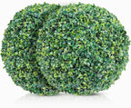 DRAY Premium 13" Faux Boxwood Balls – Set of 2 Artificial Topiary Spheres for Outdoor & Indoor Use – Realistic, UV-Resistant, Weatherproof Decorative Greenery – Check Measurements