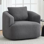 Swivel Accent Chair,360° Rotating Barrel Chair,Teddy Fleece High-Resilience Sponge Single Sofa, Easy Assembly for Living Room, Bedroom, Apartment Dark Grey
