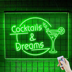 Personalized Beer O'Clock Neon Sign, Custom Wall Sign for Home Bar, Man Cave, Pub, Game Room, LED Beer Light Decor (Cocktail Bar 02)